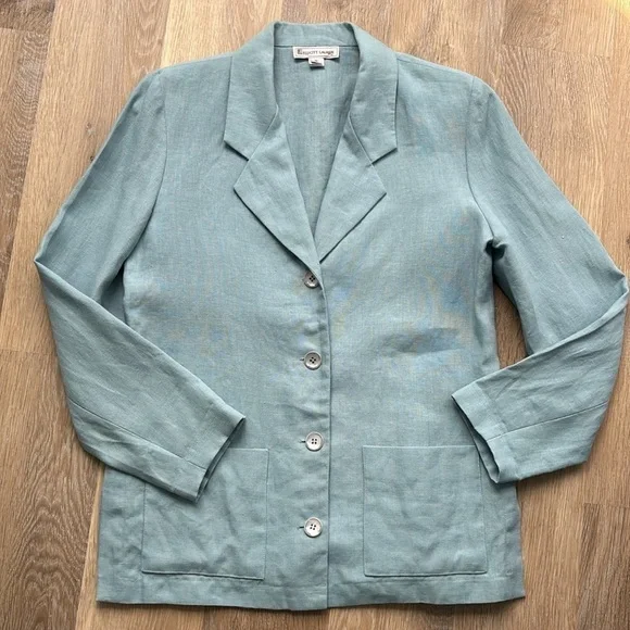 Elliott Lauren linen Blazer Jacket Size 8 seafoam blue unlined casual USA coat - Picture 1 of 11